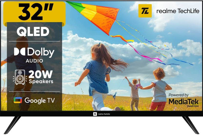 realme TechLife 32 inch QLED HD Ready Smart Google TV - Image 1