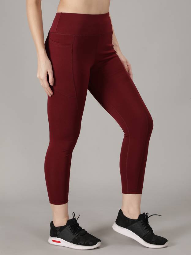 Solid Women Maroon Tights