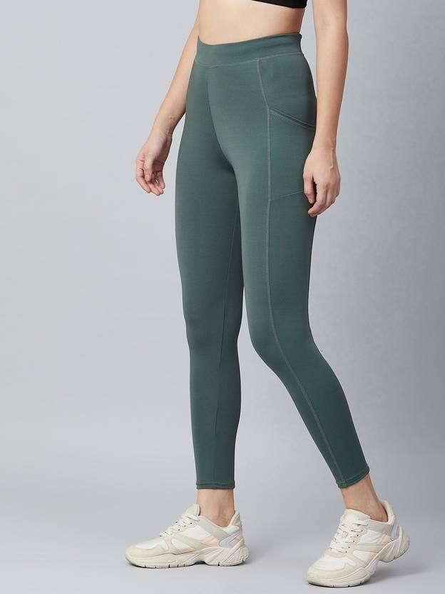 Solid Women Dark Green Tights
