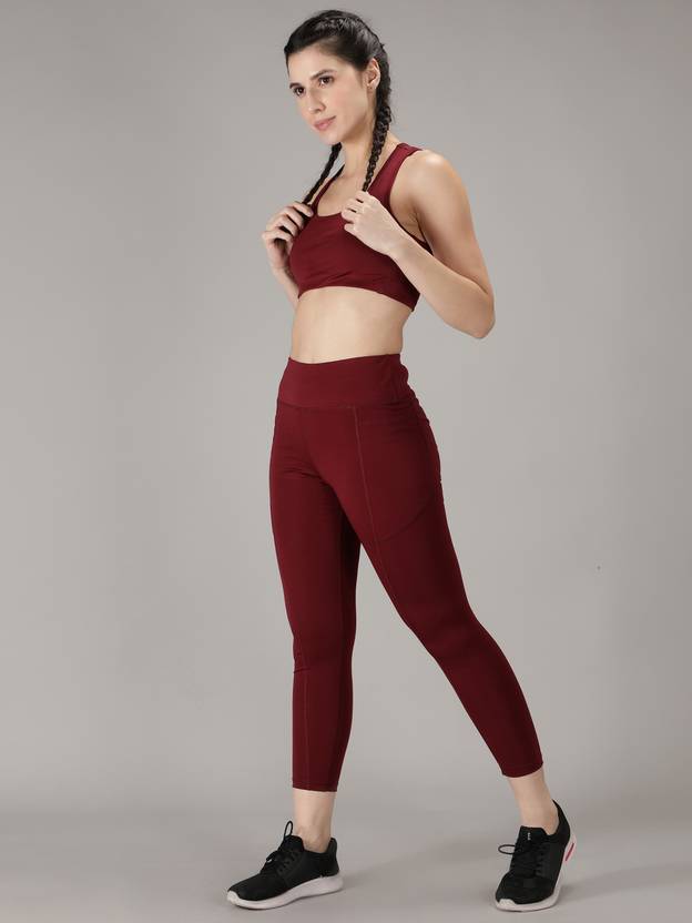 Solid Women Maroon Tights