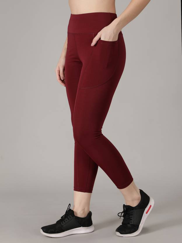 Solid Women Maroon Tights
