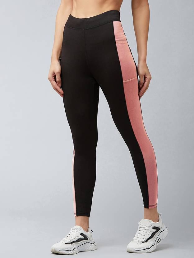 Color Block Women Black, Pink Tights