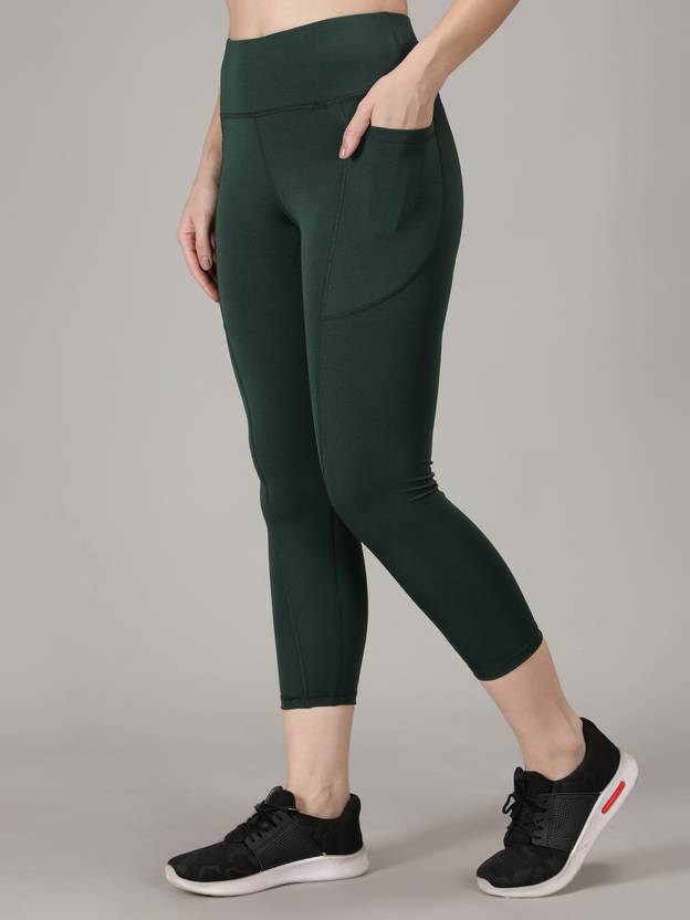 Solid Women Dark Green Tights