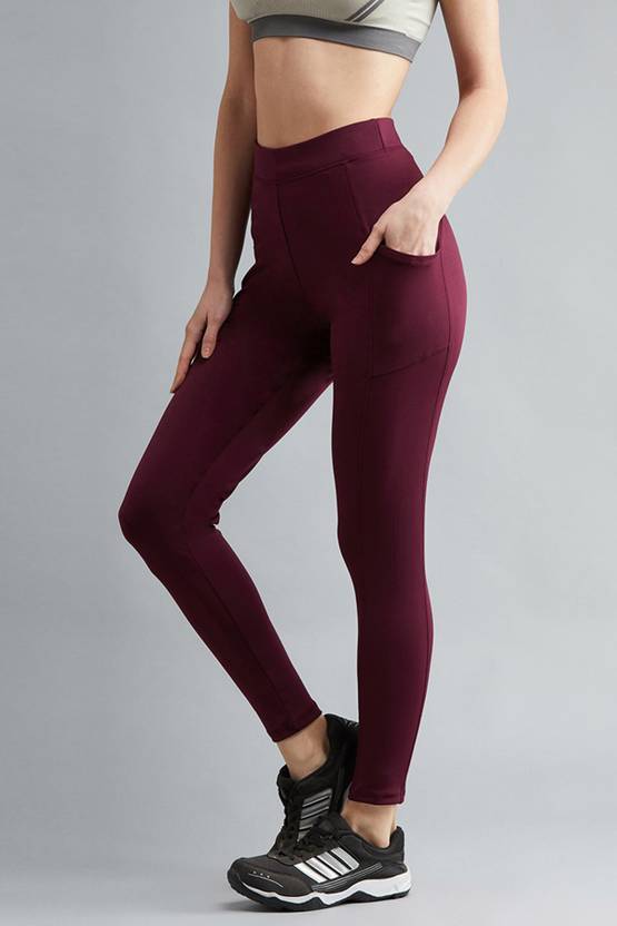 Solid Women Maroon Tights
