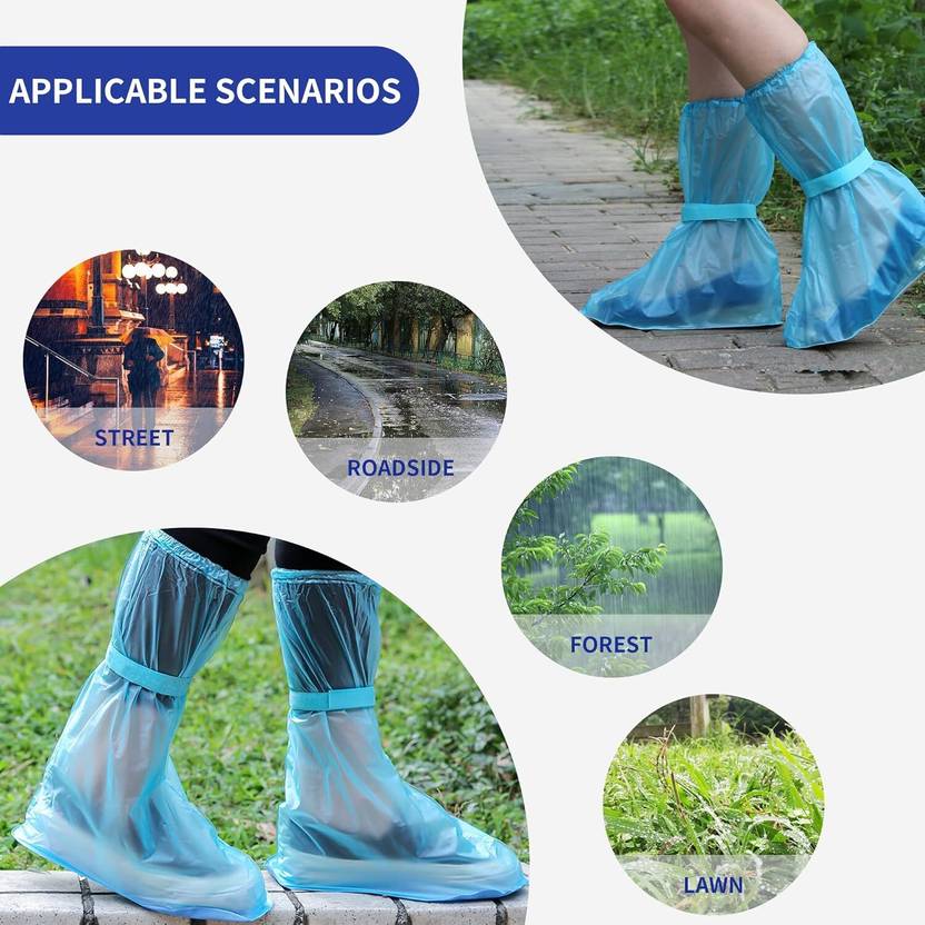 varni impex Waterproof Plastic Shoe Covers, Knee-High Rain Boot Covers with Elastic Top