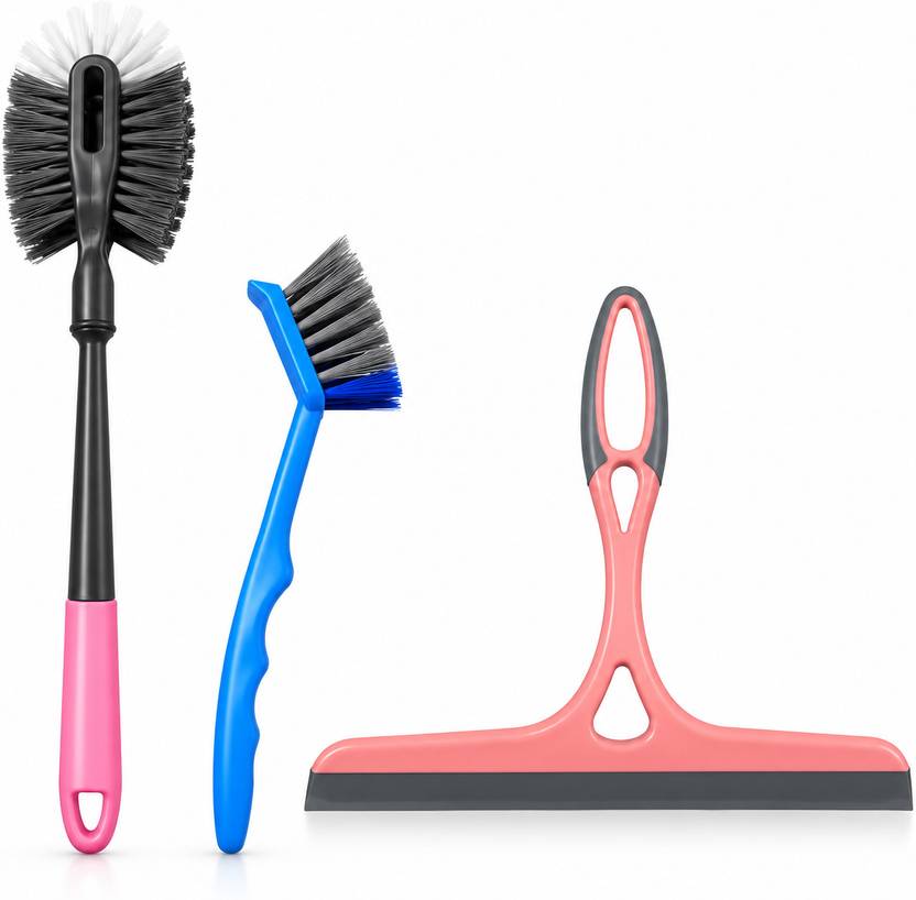 Heels County Toilet Brush | Bathroom Tile Brush | Kitchen Wiper Combo