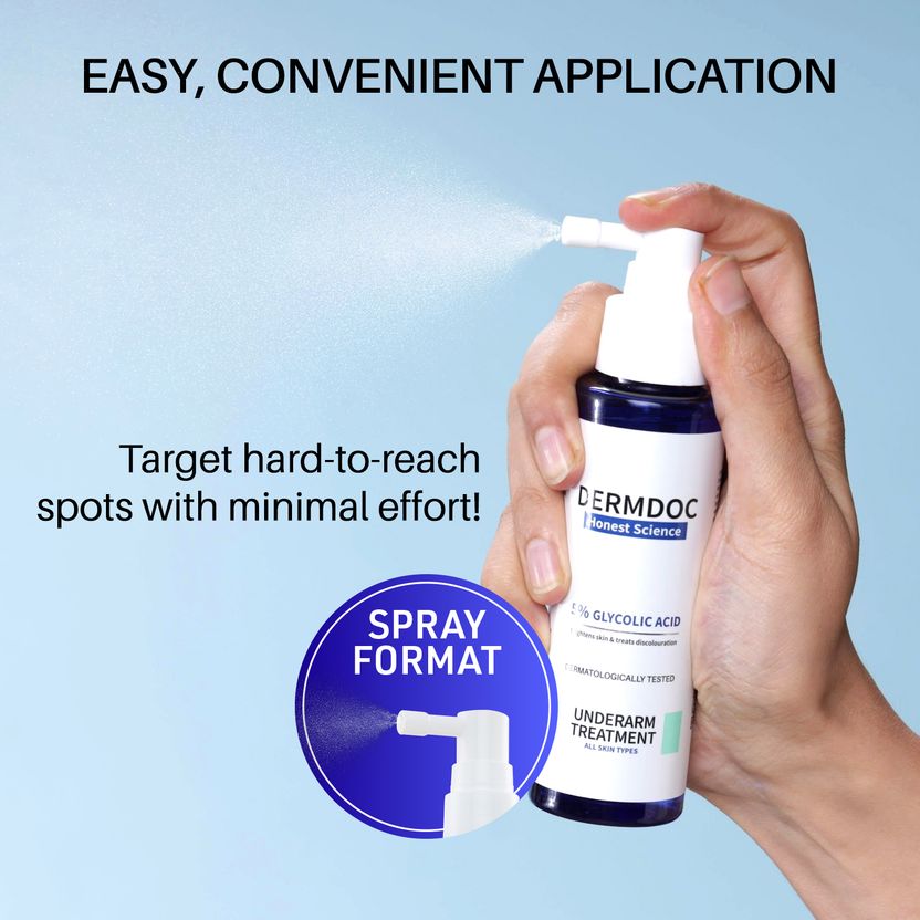 DermDoc 5% Glycolic Acid Underarm Brightening Spray 100ml - Image 5