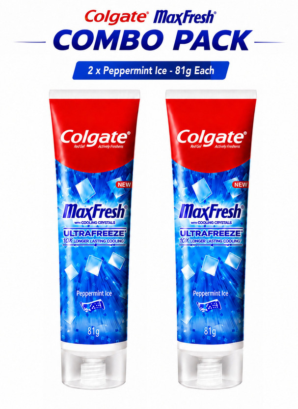 Colgate MaxFresh Peppermint Ice, Pack of 2 Tubes x 81g Each