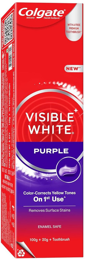 Colgate Visible White Purple Toothpaste, Color-Corrects Yellow