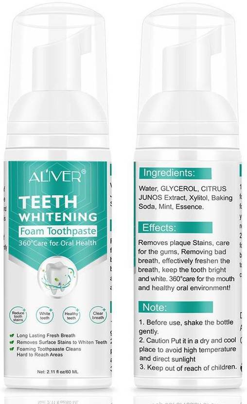 ALIVER Teeth Whitening Mousse Foam Toothpaste Cleaning Gums Freshen