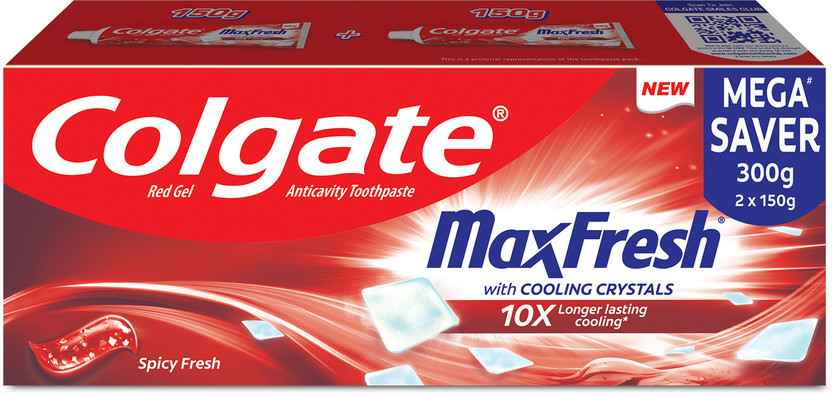 Colgate MaxFresh Toothpaste, Red Gel Paste with Menthol - Spicy
