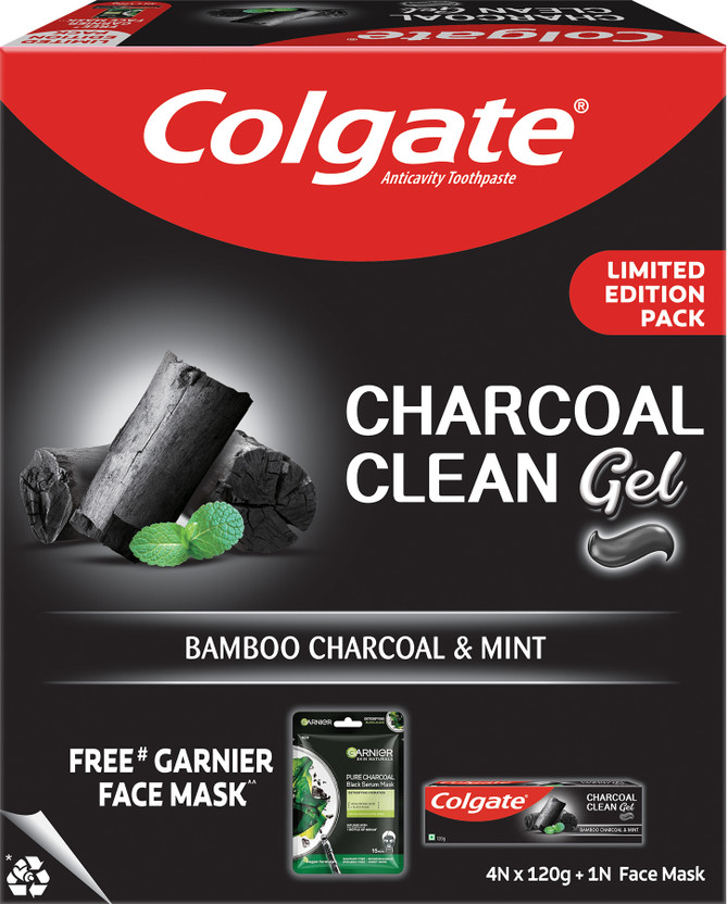Colgate Charcoal Clean Toothpaste 480g and Garnier Charcoal face