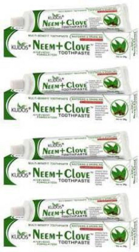 KUDOS Ayurveda Neem+Clove Toothpaste (100g x 4) Toothpaste (400
