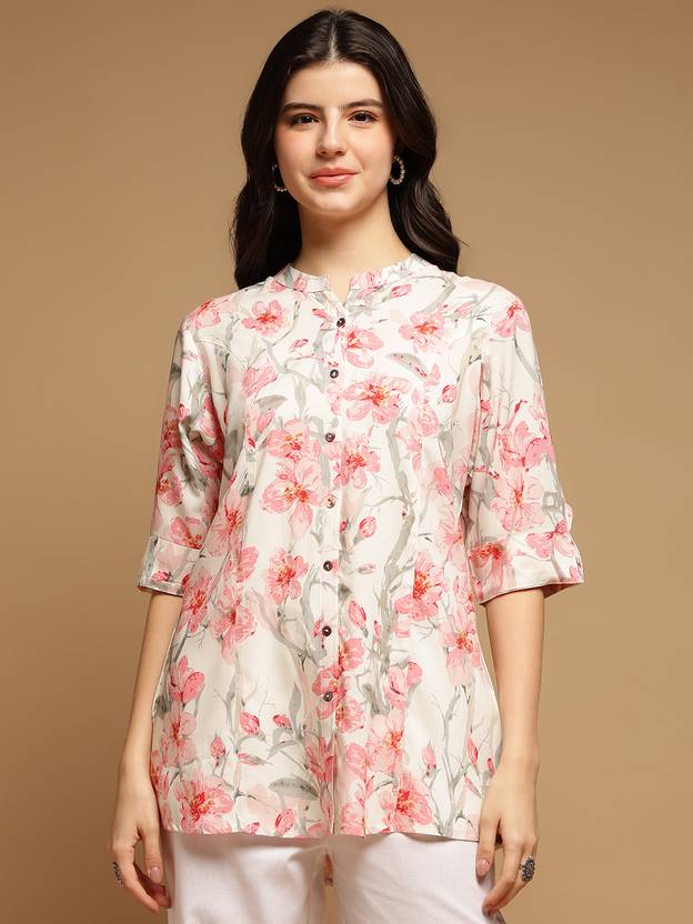Aravalii Floral Print, Printed Viscose Rayon Straight Kurta for Women