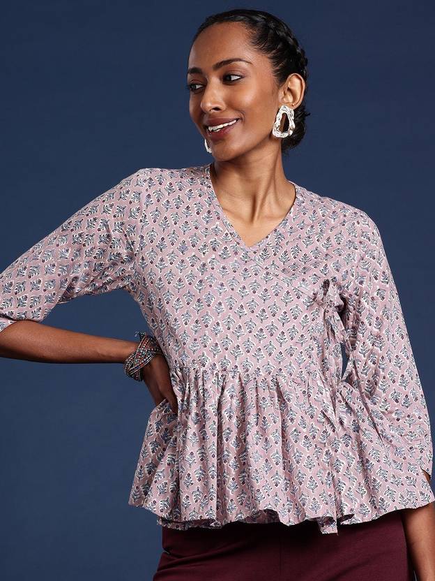 Taavi Casual Regular Sleeves Printed Women Purple Top