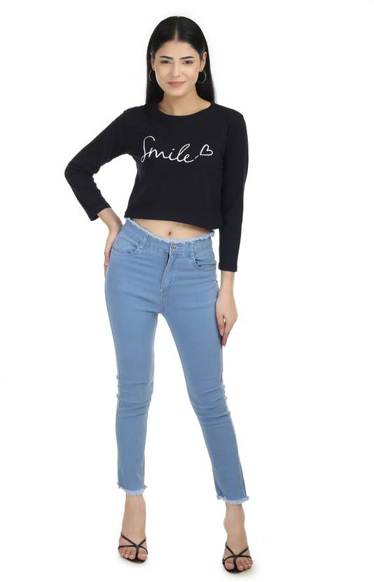 Baawdi Casual Graphic Print, Printed Women Black Top