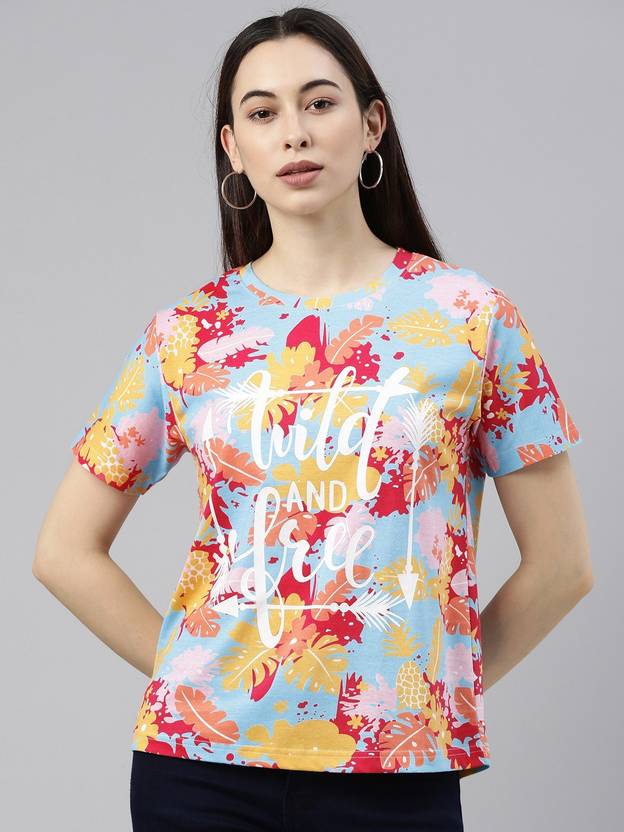 JUNEBERRY Casual Regular Sleeves Printed Women Multicolor Top
