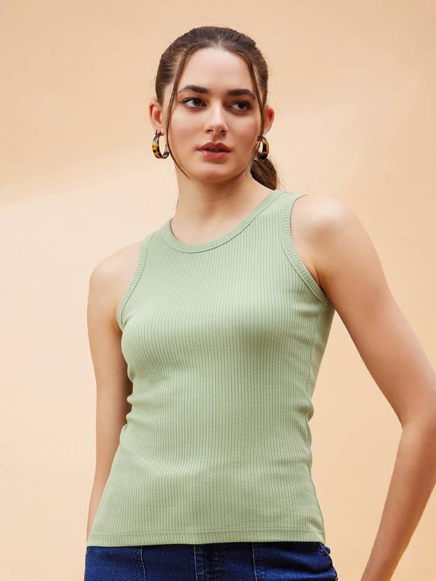 UNICUS APPAREL Casual Self Design Women Light Green Top