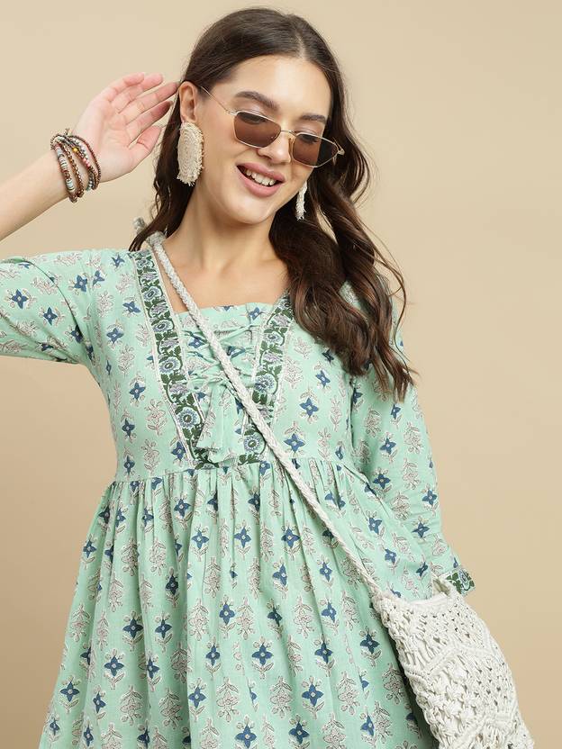 Janakdulari fashion Formal Regular Sleeves Floral Print Women Green Top