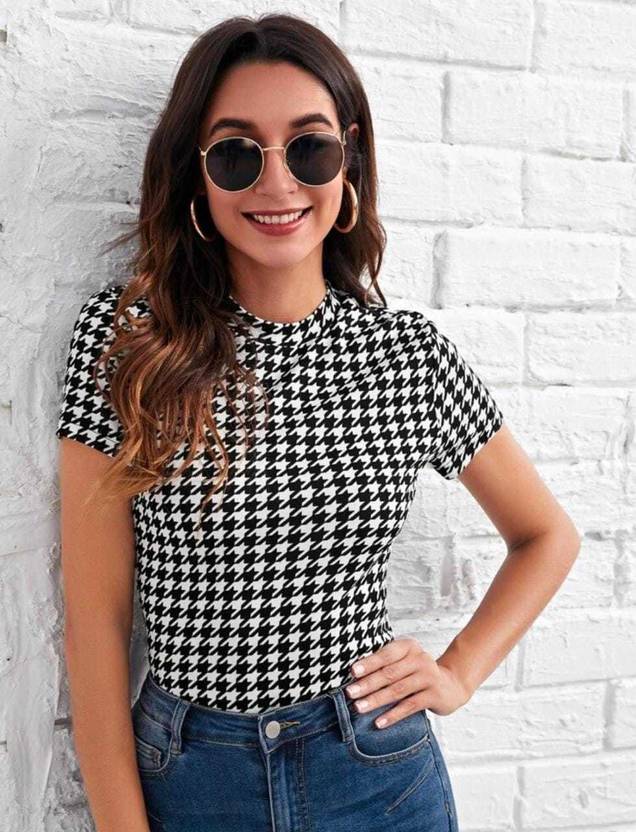 Dream Beauty Fashion Casual Regular Sleeves Printed Women Black Top