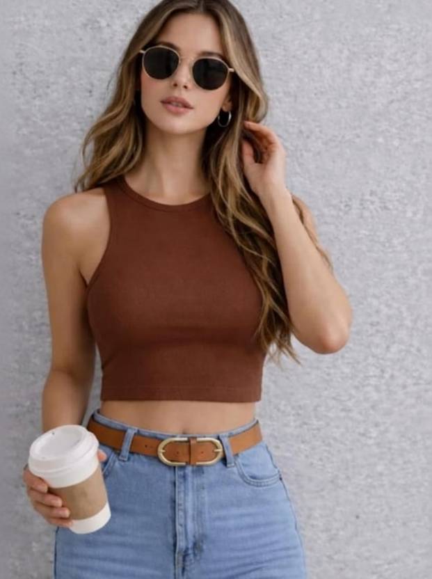 METRONAUT Casual Sleeveless Self Design Women Black Top