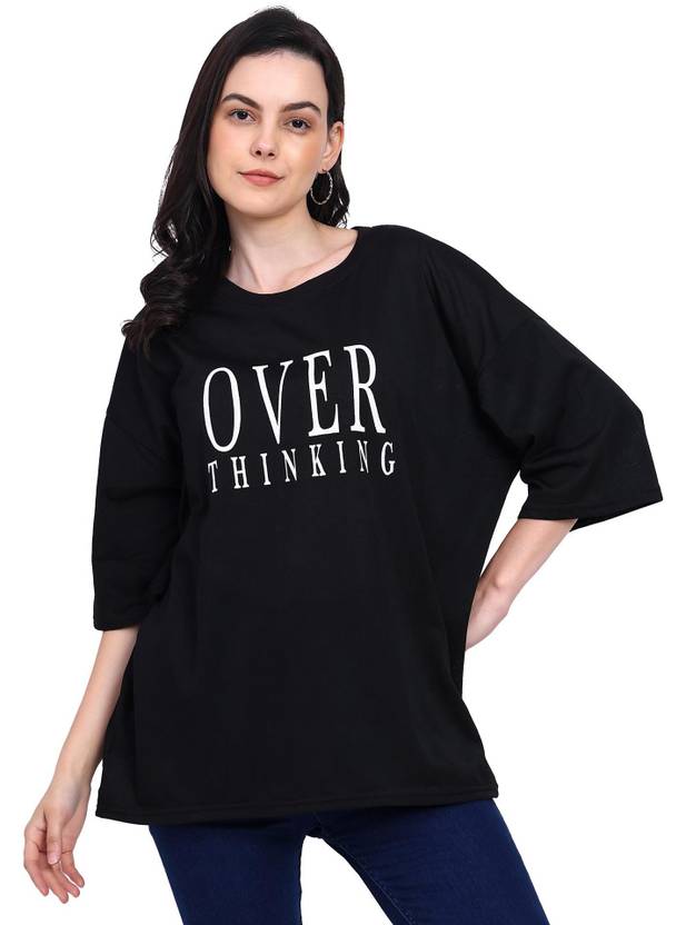 Bombshell Casual Flared Sleeves Printed Women Black Top