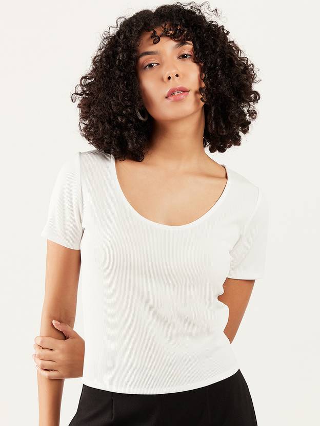 ATHENA Casual Regular Sleeves Solid Women White Top
