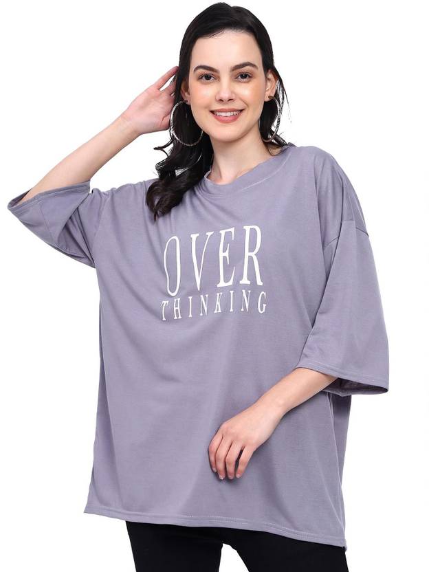 Bombshell Casual Flared Sleeves Printed Women Grey Top