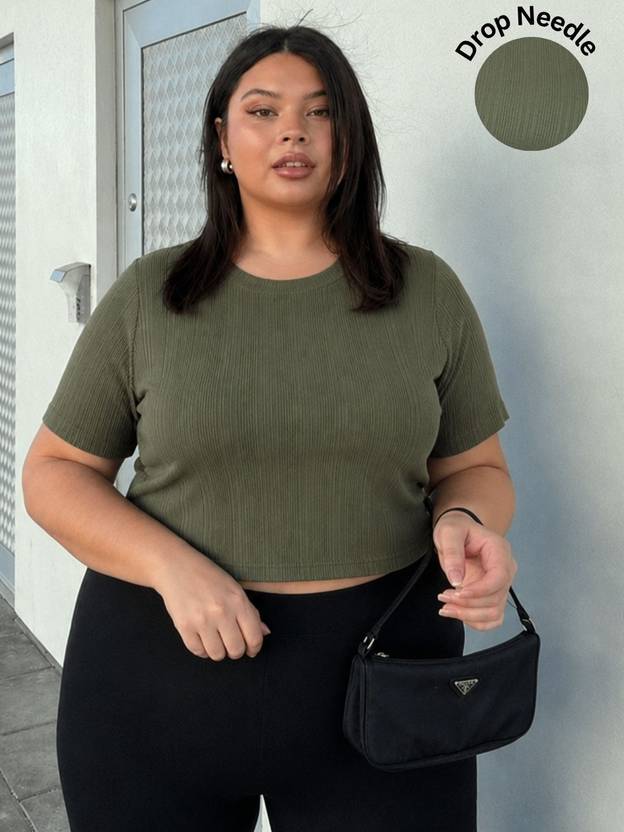 Sztori Casual Regular Sleeves Self Design Women Dark Green Top
