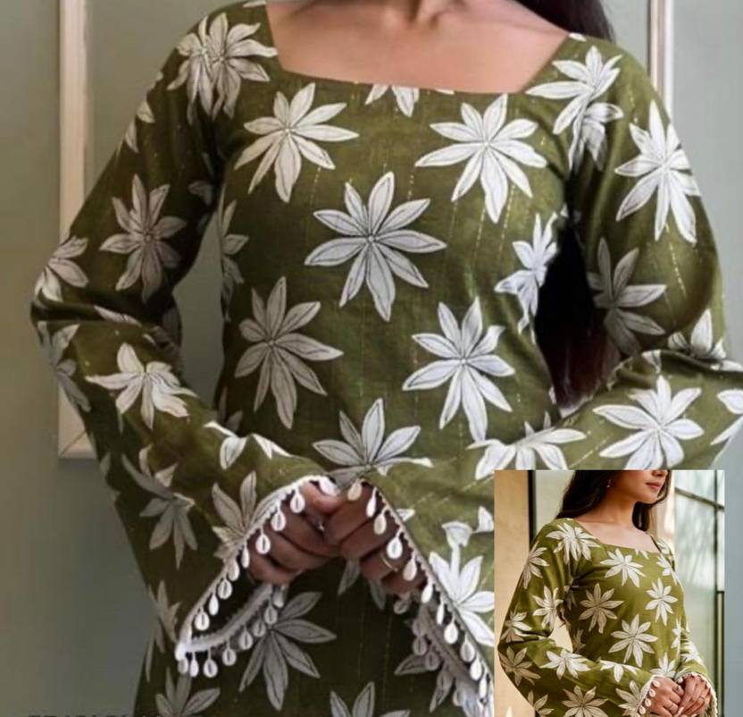Andheriyas Collection Casual Regular Sleeves Floral Print Women Green Top