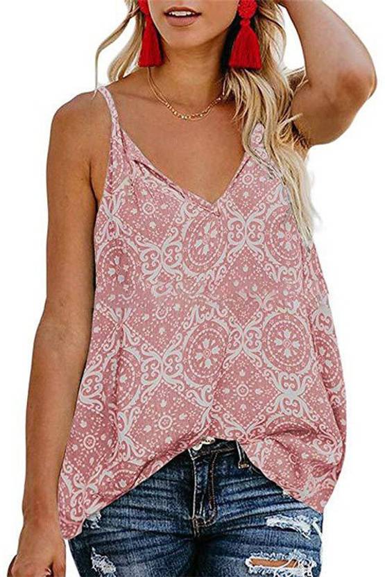 BoStreet Casual Printed Women Pink Top