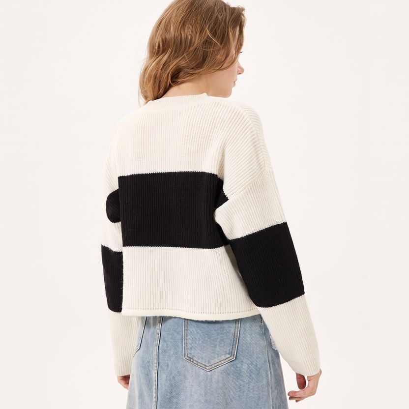 Aryan Women Black, White Dolman Sleeve Top - Image 2