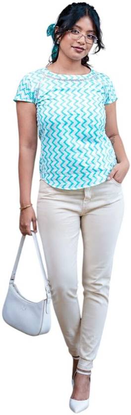 ADYASHREE Party Chevron/Zig Zag Women Green Top