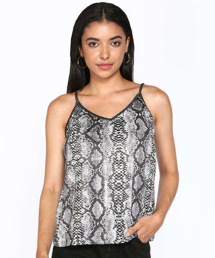 BoStreet Casual Animal Print, Printed Women Grey Top