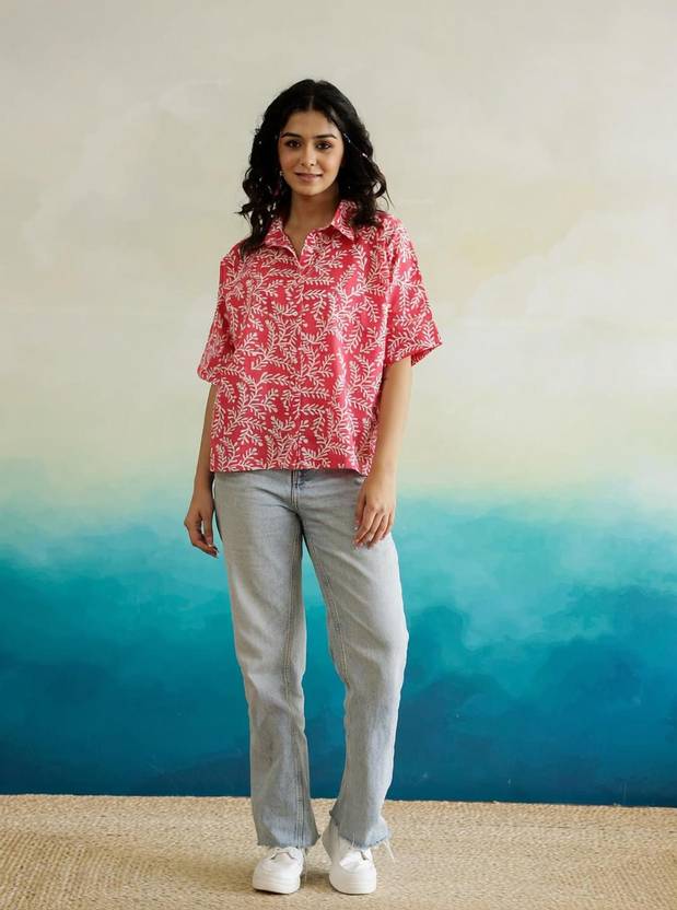 Sanskrutihomes Casual Floral Print Women Pink Top