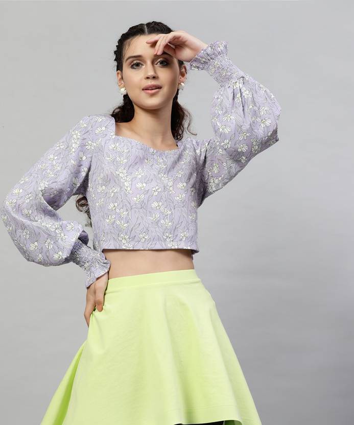 STREET9 Casual Full Sleeve Floral Print, Printed Women Multicolor Top