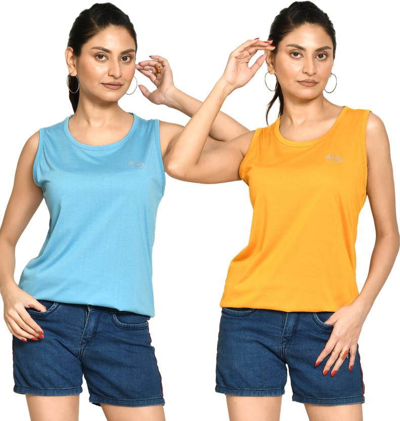 RAPL BHARAT Pack of 2 Casual Sleeveless Solid Women Multicolor Top