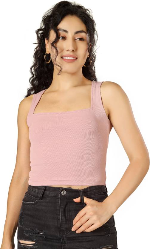 BlueFicus Casual Sleeveless Solid Women Pink Top