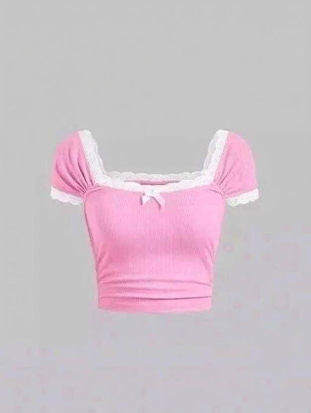 RKK COLLECTIONS Casual Lace Women Pink Top