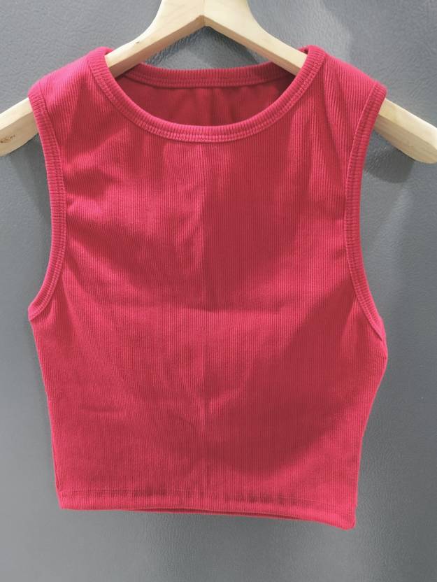 TrendyAura Casual Sleeveless Solid Women Red Top