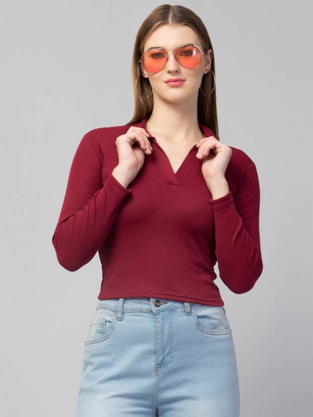 Maheshvi Casual Regular Sleeves Solid Women Maroon Top
