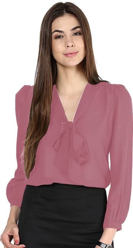 Fellamo Casual Balloon Sleeve Solid Women Multicolor Top