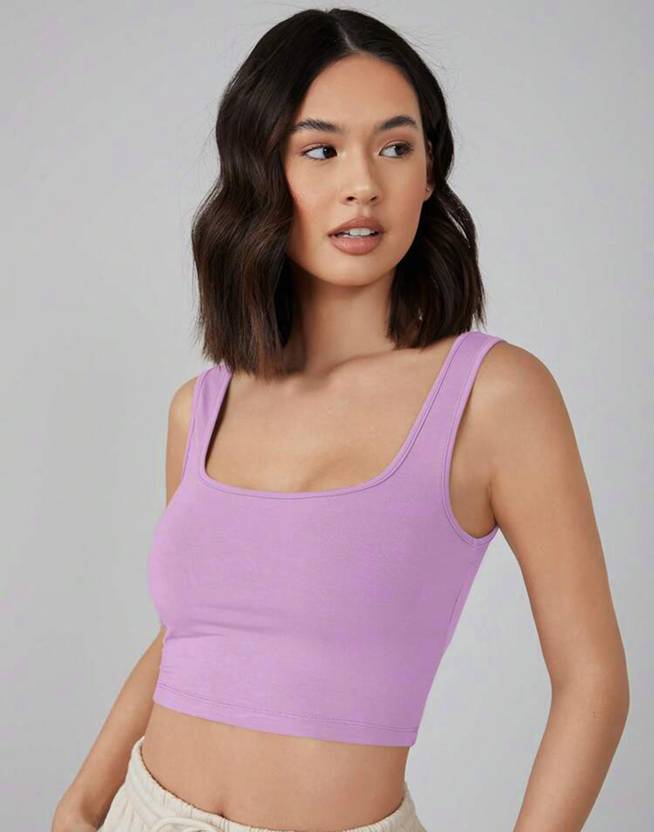 Selvia Casual Solid Women Purple Top