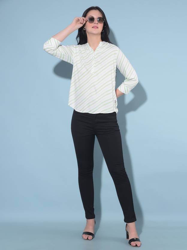 CRIMSOUNE CLUB Casual Printed Women Green Top
