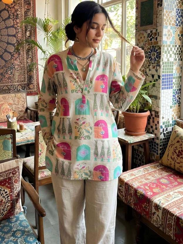 Sangria FUZN Casual Printed Women White Top