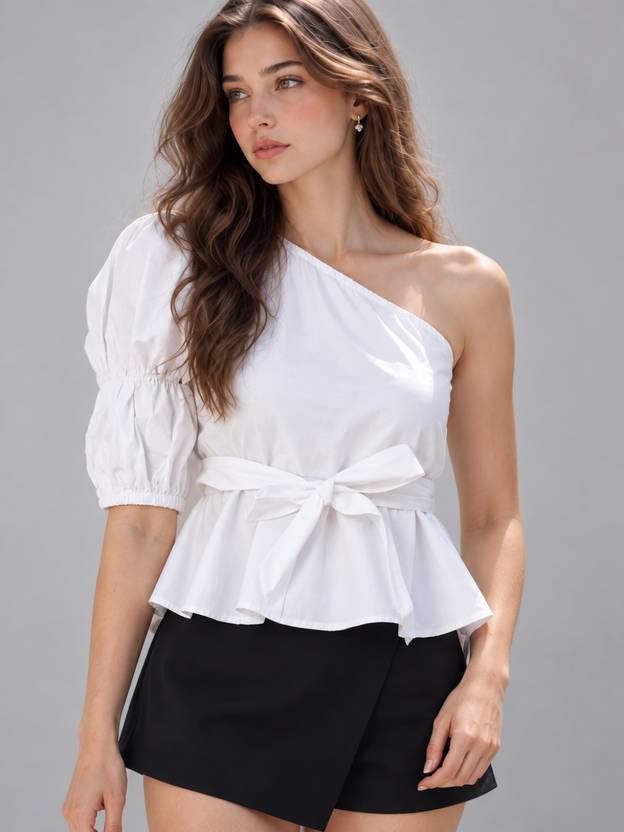 STREET9 Casual Regular Sleeves Solid Women White Top