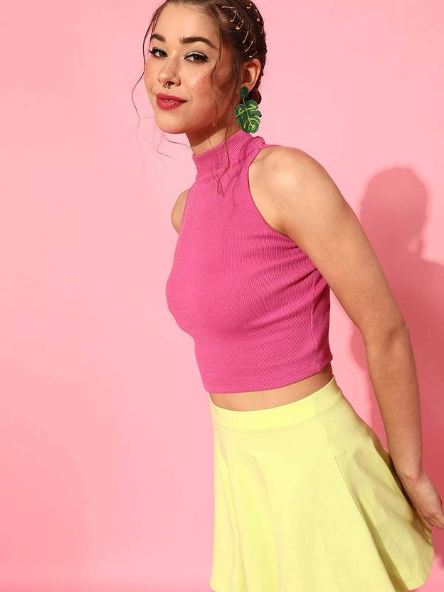 STREET9 Casual Sleeveless Solid Women Pink Top