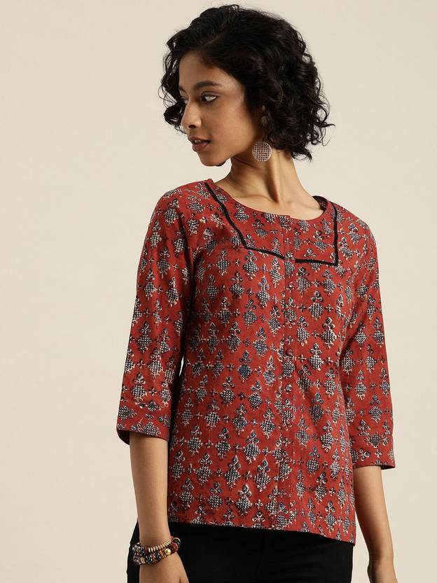 Taavi Casual Regular Sleeves Printed Women Red Top