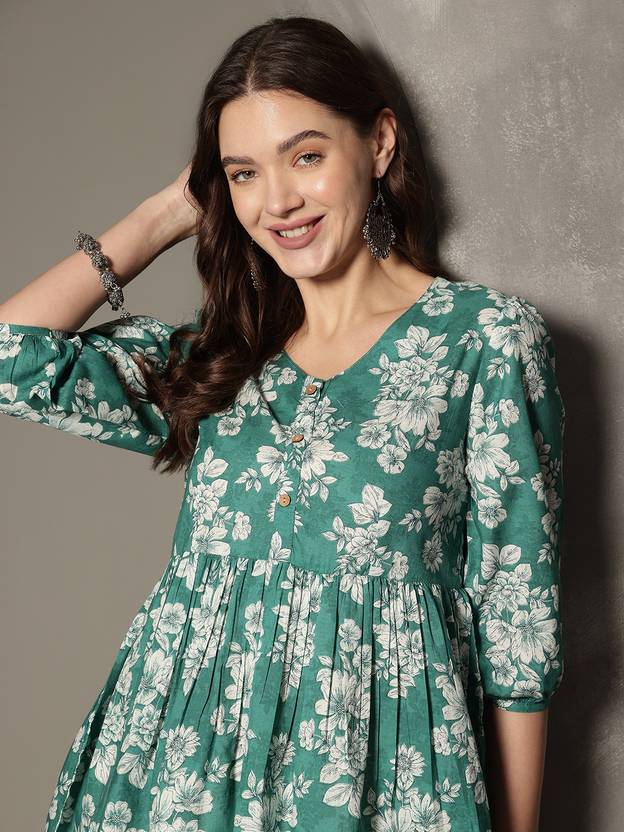 Janakdulari fashion Formal Regular Sleeves Printed Women Light Blue Top