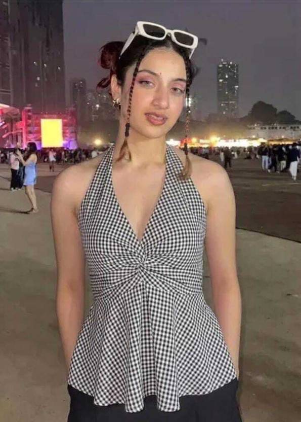 Shreya clothing Casual Sleeveless Checkered Women Black Top